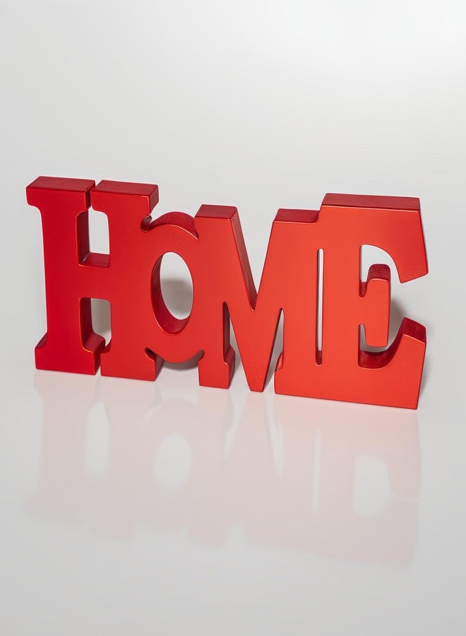 LLPMutu Wooden Blocks Wall and Table Top Decor: Freestanding Letter HOME Sign for Living Room, Entryway or Party Decor (Red) - Image 1